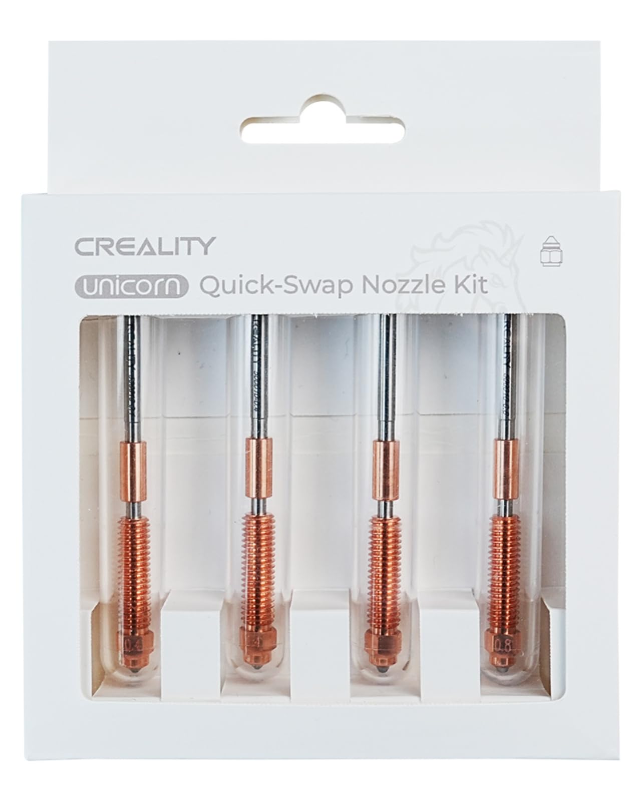 Creality Official K1C Nozzles 4 PCS, Unicorn Quick-Swap Nozzle Kit,High Speed Tri-Metal Steel-Tipped Copper and Titanium Alloy Heatbreak Nozzle Kit Suitable for Creality K1C,Ender 3 V3,V3 Plus Models Image