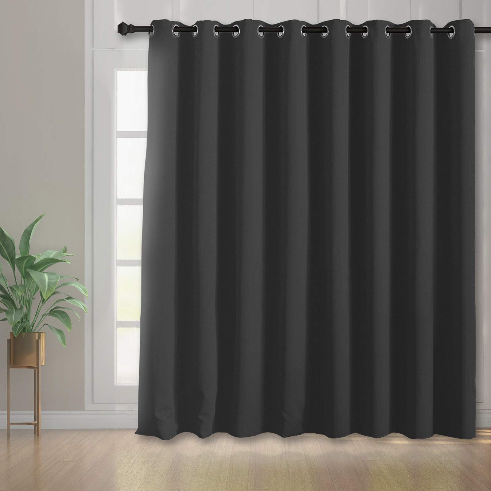 Voilarmart Blackout Curtains 52 x 95 Thermal Insulated Light Reducing Grommet Top Window Curtain Set for Bedroom, Living Room, 2 Panels - Black