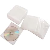 HAPLIVES CD/DVD/BluRay Sleeves,Double-Sided Refill Plastic Sleeve for CD and DVD Storage Binders,100 Pack (White)