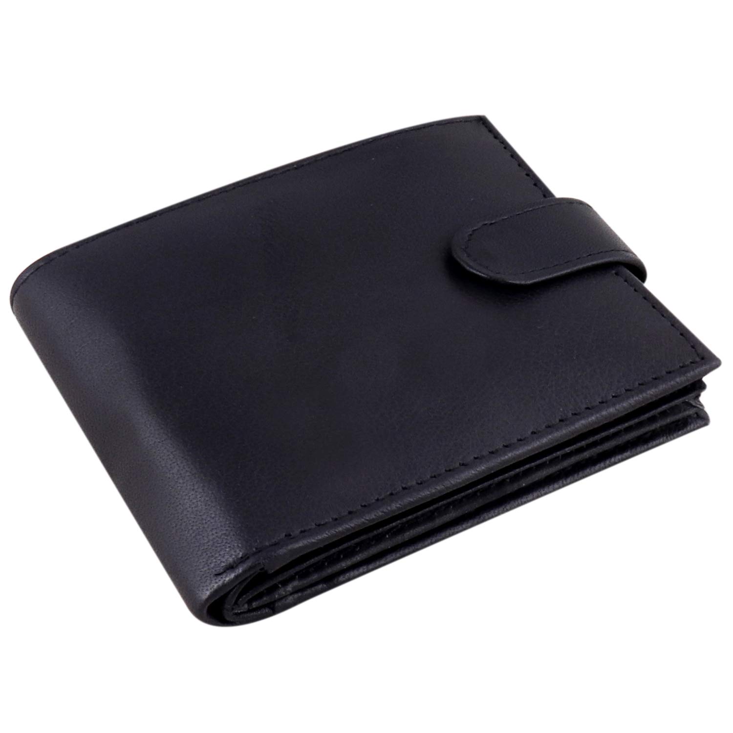 Black Real Leather Wallets for Men - RFID Blocking Wallet Men UK - Bifold Card Case Purse Wallet with 3 Clear ID Window Pockets and Coin Pouch #335