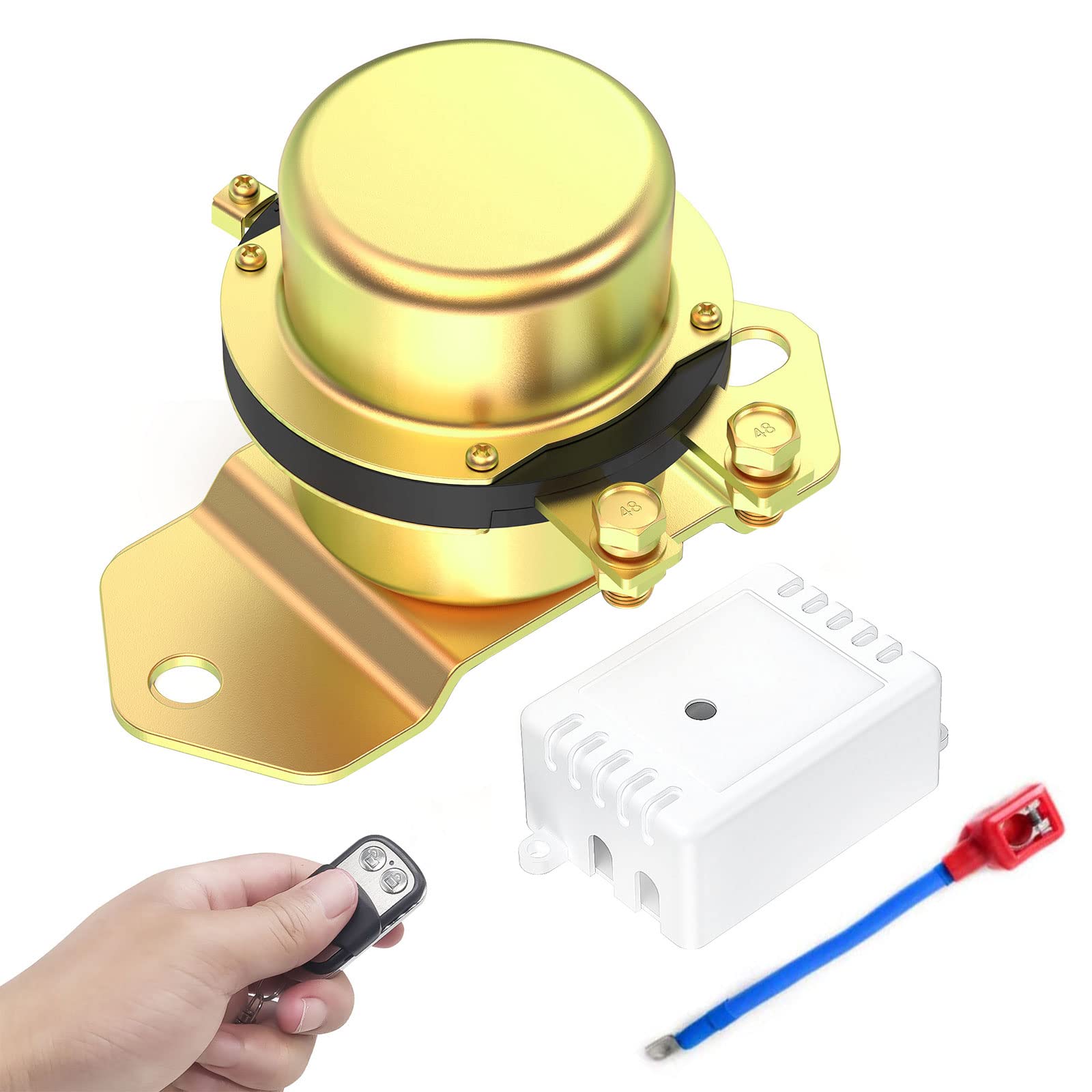 Car Remote Control Battery Switch Disconnect with Positive Connection Cable DC 12V Latching Relay Electromagnetic Solenoid Valve Terminal Master Kill System Anti-theft