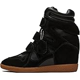 WFGJWR Hidden Wedge Sneakers for Women High Top Sneaker Suede High Heel Platform Tennis Triple Strappy Band Casual Vintage Fashion Dressy Comfy Campus Trendy Retro Sneaker