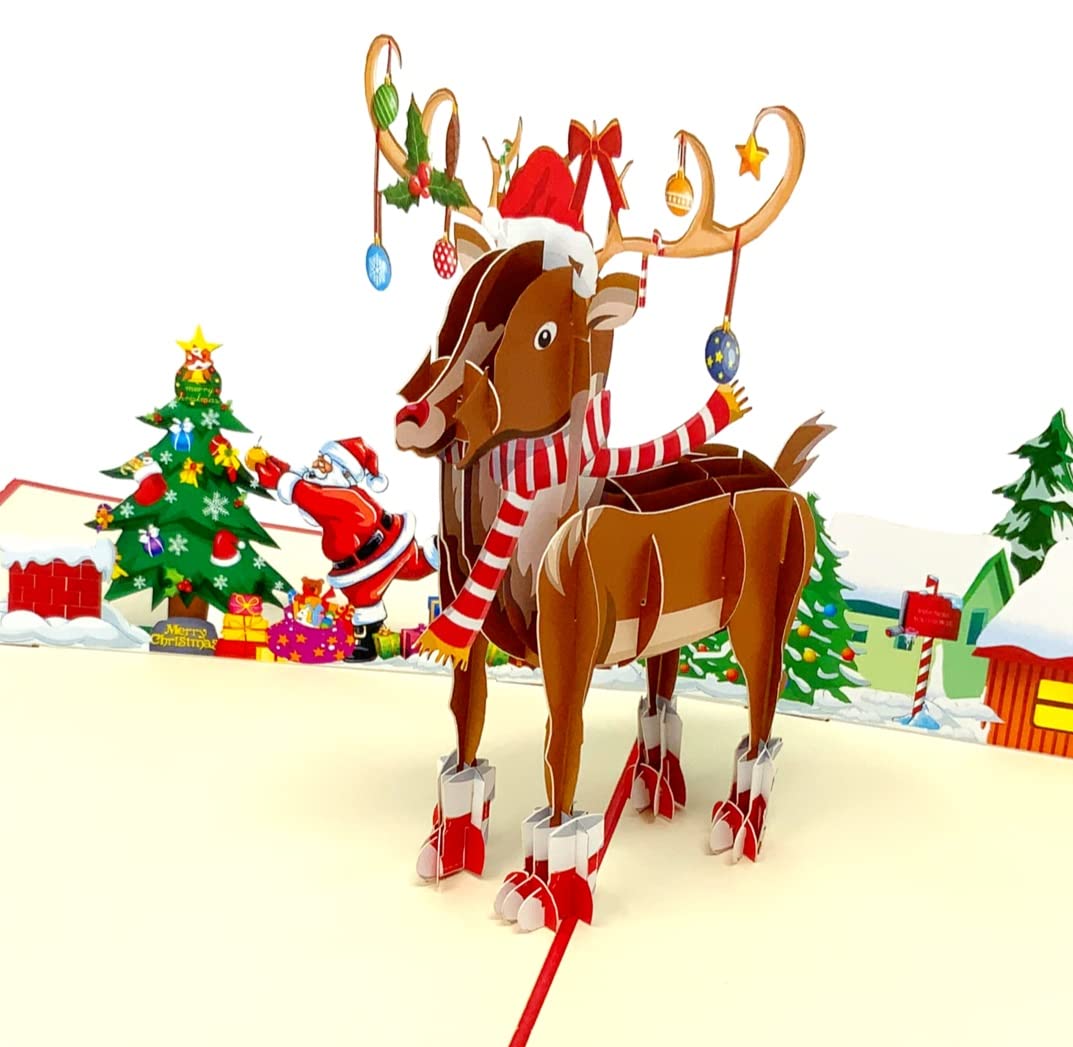 3D Pop Up Christmas Cards | Rudolph | 3D Christmas Cards Pop Up | Greeting Cards For Loved Ones This Holiday Season