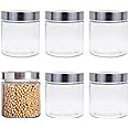 Lawei 6 Pack 27 Oz Clear Glass Jars with Stainless Steel Lids - Glass Food Canister Set Food Storage Jars for Cookie Rice Bea