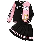 PureChapter Girls Clothes Outfit Set Baseball Jacket and Skirt 2 Piece Winter Outfit
