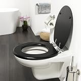 Tiger Blackwash MDF Toilet Seat Soft Close Quiet Adjustable Hinge Black view 3