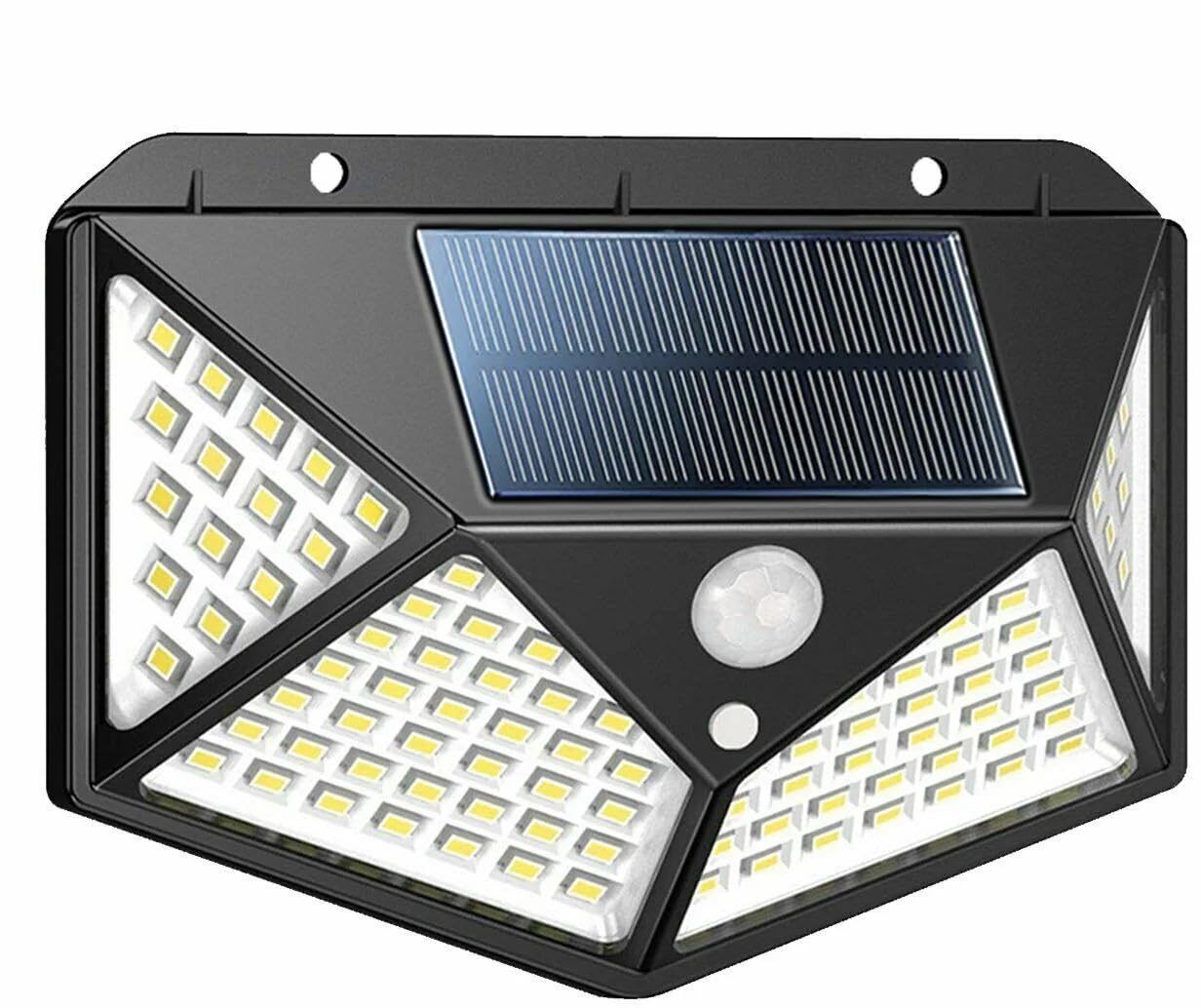 Rheme Led Solar Powered Motion Sensor Wall Light Waterproof Security Lamp for Outdoor Garden Pathway (100 LED)