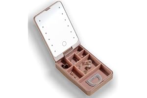 BS-MALL BS-MAL Jewelry Storage Box – Portable and Innovative Design with LED Light Mirror, Soft Silicone Interior, and Rechargeable via Type-C