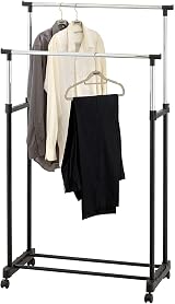 raxter Heavy Duty Garment Rack Adjustable Single Double Rail with Wheels view 8