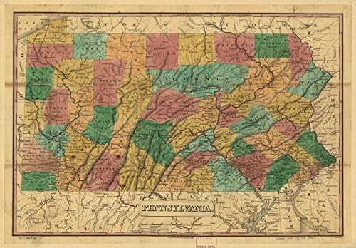 Historic Prints HP 16" x 24" 1829 Map Of Pennsylvania Proposed Railroads