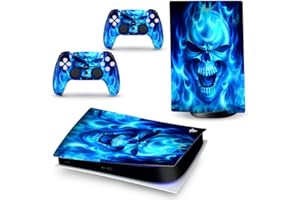 LANGSUN PS5 Skin Stickers Full Body Vinyl Skins Wrap Decals Cover for PS5 Digital Edition Console & Controllers (Blue Grimacel)