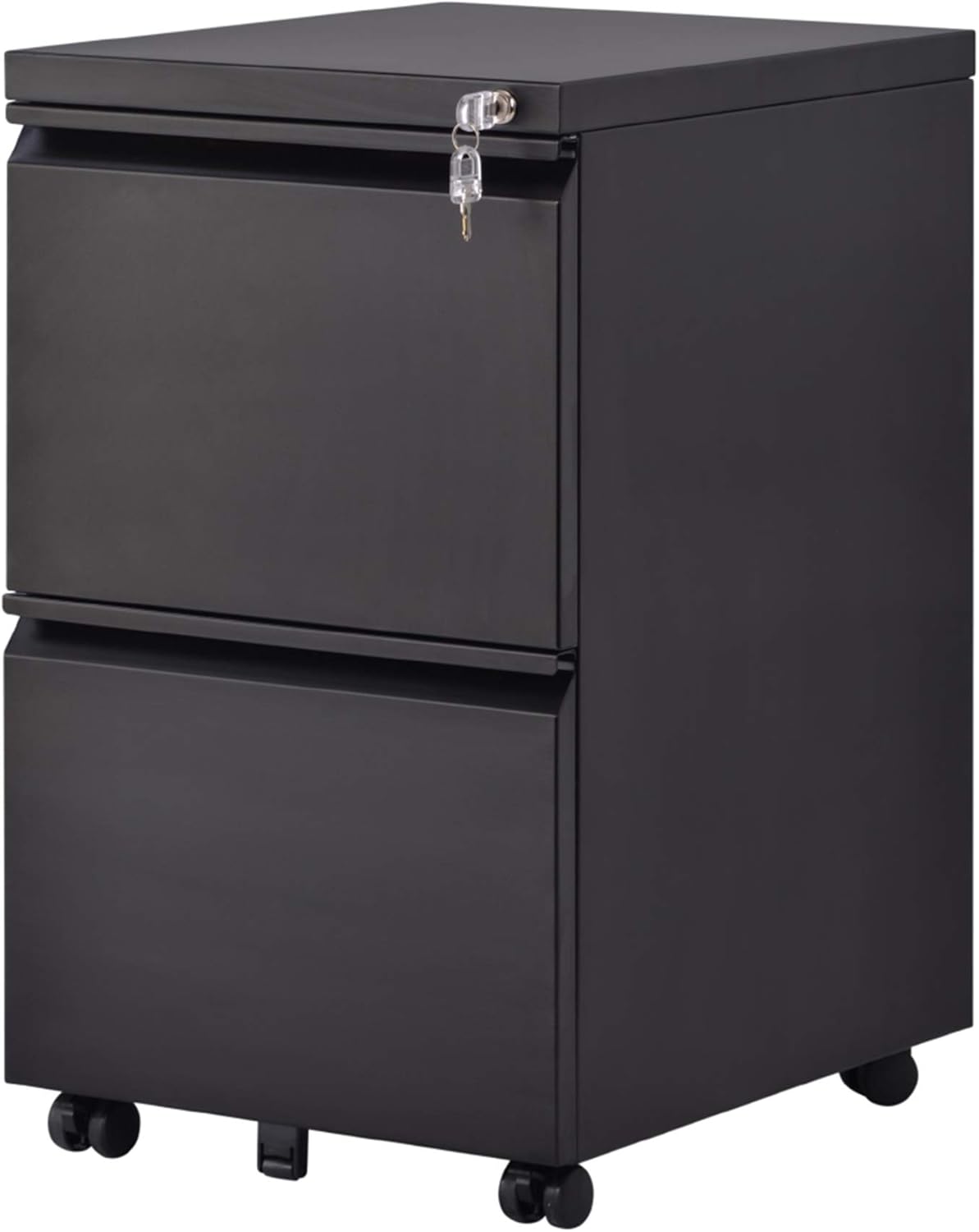 Amazon Com P Purlove File Cabinet 2 Drawer Metal Mobile File Cabinet With Lock Fully Assembled Except Casters Black Kitchen Dining