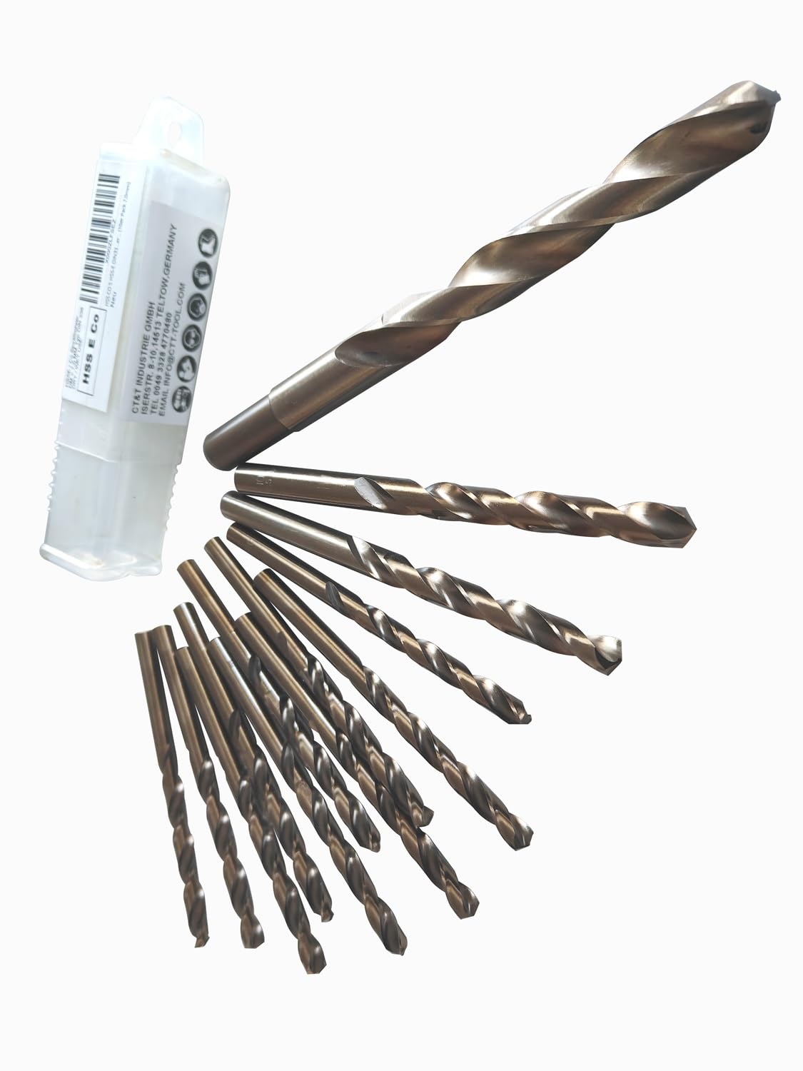 Pack of 10 Professional Heavy Duty Metal Flute Spiral Drill Bit DIN 338 HSS-Co 8 5.0 mm for Stainless Steel, Made in Germany