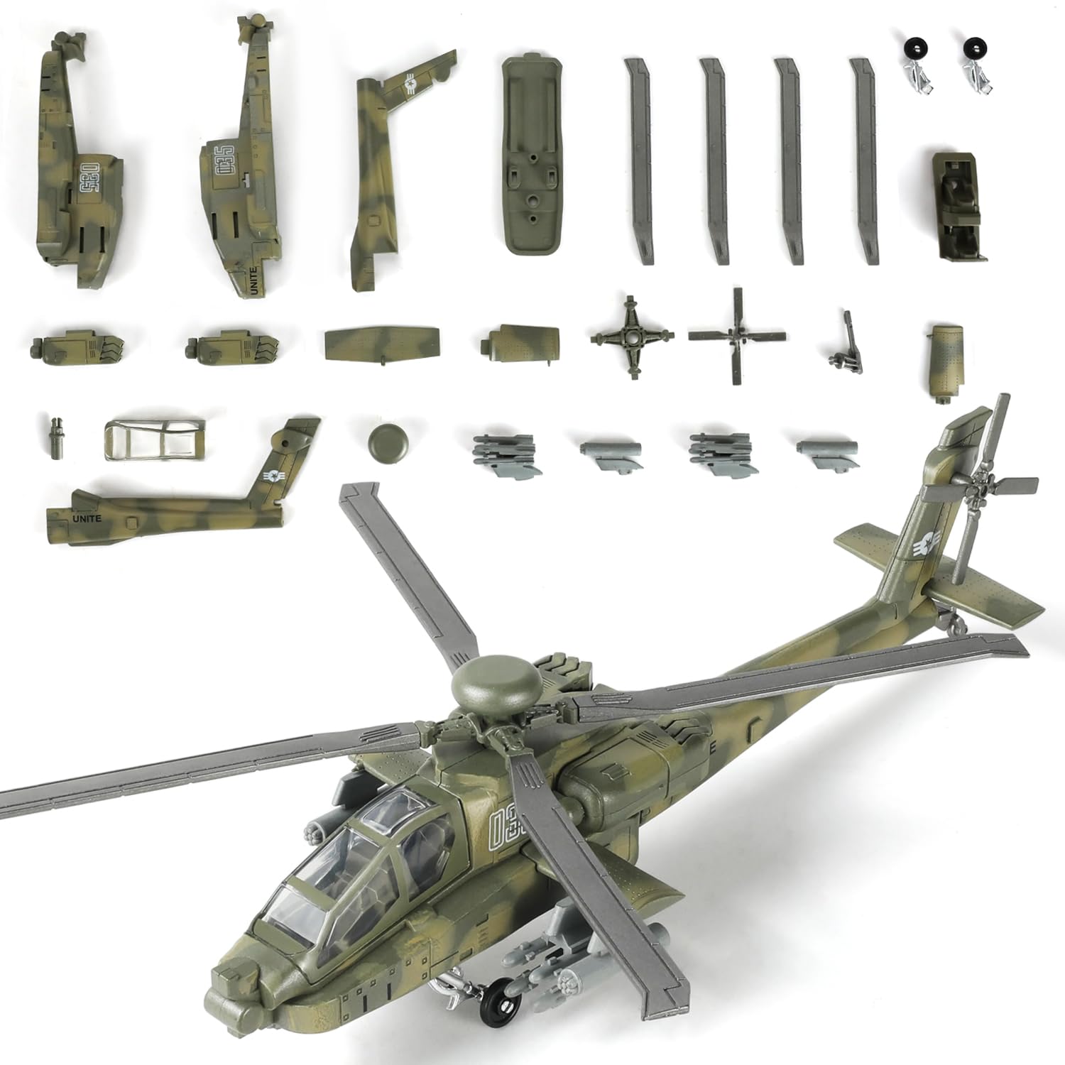 SEBUNAS 1:72 Scale AH-64 Army Helicopter Model Kit Plastic Toy Assembly Military Helicopter Model Collection or Gift for Adults and Kids (25 Pieces) — image 1