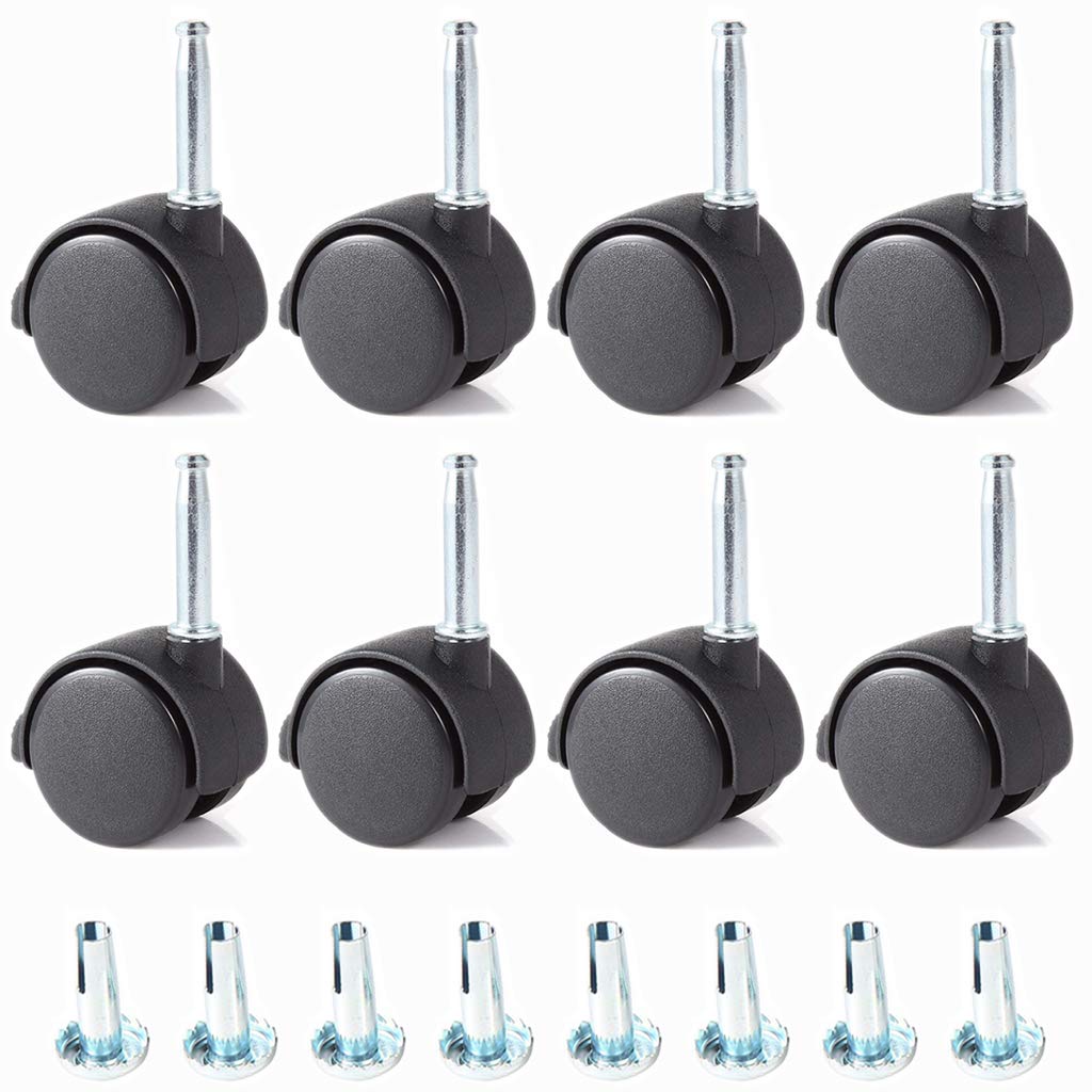 Skelang 8 Pcs Grip Neck Castors Wheels 40mm, Twin Caster Wheel with Brake, Nylon Castor for Flower Pot Shelf, Cabinet and Tables, Load Capacity 15kg Each Castor