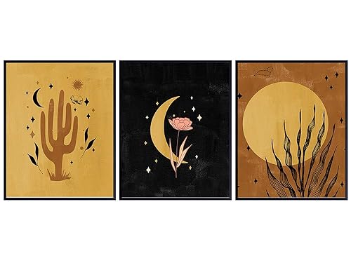 Amazon Com Abstract Aesthetic Botanical Plant Wall Decor Minimalist Line Art For Bathroom Bedroom Living Room Matisse Print Set Celestial Sun Moon Modern Home Decoration Gift For Women Woman Wife Handmade