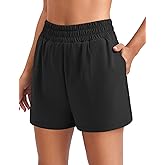PINSPARK Women's 2 in 1 Running Shorts Quick Dry 2.5" Athletic Shorts High Waisted Workout Shorts with 4 Pockets