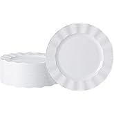 NZVCN 72 Pack White Plastic Plates, 10" Disposable Wave Dinner Plates Elegant Heavy Duty Serving Dishes for Party, Wedding, Thanksgiving, Christmas