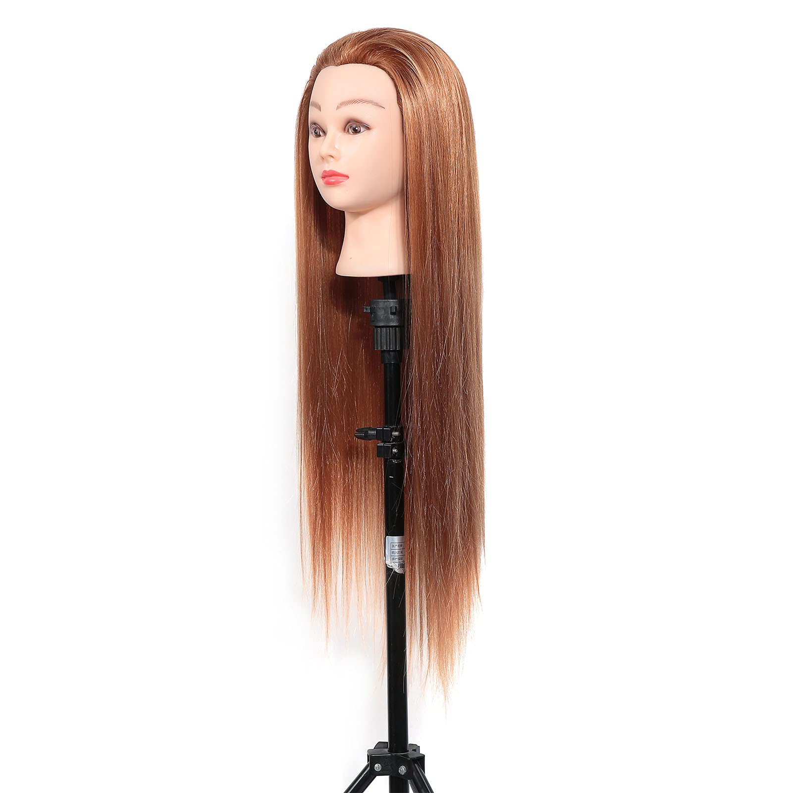 Hairdresser’s Synthetic Brown Hair Training Head with Table Clamp Stand