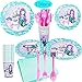 Mermaid Unicorn Party Supplies, Serve 16 Party Plates,Cups,Napkins and Cutlery for kids Girls Birthday Sleepover party Baby Shower