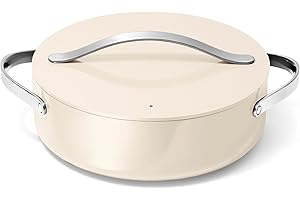 Caraway Rondeau - 6 Qt Non-Stick Pan with Lid - Free From Forever Chemicals - Perfect for Searing, Braising, & Roasting - Cream