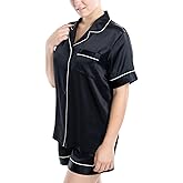 OSCAR ROSSA Women's Luxury Silk Sleepwear 100% Mulberry Silk Short Sleeve Top Boxer Short Pajamas Set