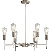 XILICON Brushed Nickel Sputnik Chandelier Mid Century Industrial Pendant Lighting 6 Lights Vintage Ceiling Light Fixture