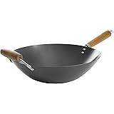 Kenmore Hammond Flat Bottom Carbon Steel Wok, 14-Inch, Black