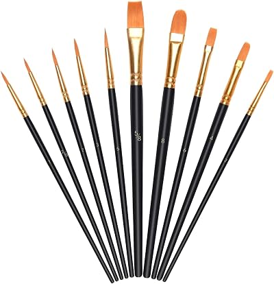 Vicloon 10Pcs Paint Brushes Set Nylon Hair Professional Art Brushes