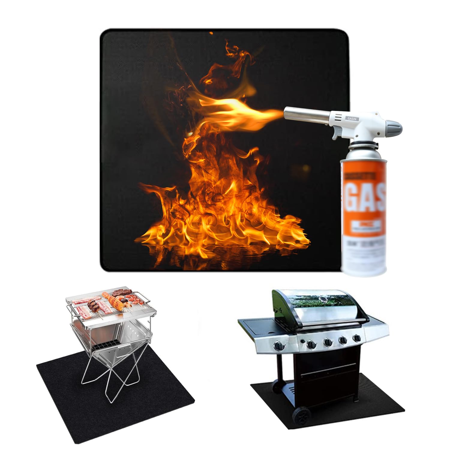 Fire Pit Grill Protection Pad - 50 x 50CM Reusable BBQ Mat for Under Heaters, Fireplaces and Stoves - Fireproof Retardant Hearth Protection