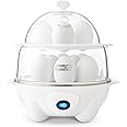 DASH Deluxe Rapid Egg Cooker for Hard Boiled, Poached, Scrambled Eggs, Omelets, Steamed Vegetables, Dumplings & More, 12 capacity, with Auto Shut Off Feature - White