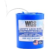 WCS .032 Stainless Steel Safety Lock Wire, T302/304, NASM20995C MS20995C, ASTM A580 Condition A, AMS569, Mechanics Wire for Aircraft, Automotive, &amp; Industrial Use, 1lb Dispenser Can, Approx 362 ft