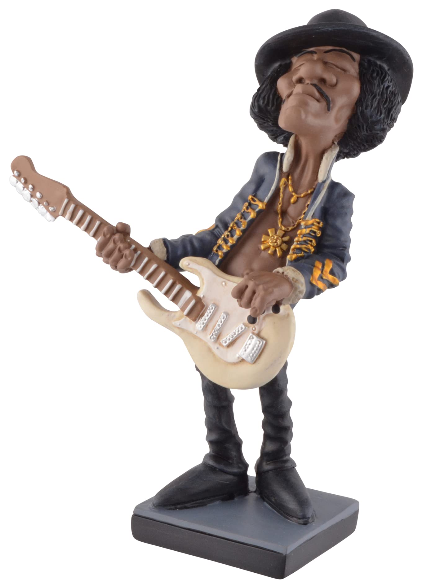 VOGLER Joh. Vogler GmbH Funny Life Rock Star Jimi The Guitar God Hey Joe Hand Painted Cast Stone Warren Stratford Collection, multicoloured, LxBxH ca. 13x9x18 cm