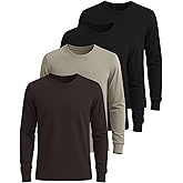 Real Essentials 4 Pack: Men's Cotton Long Sleeve Crew Neck T-Shirt - Soft Work Casual Jersey Tees