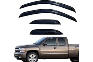 LIKDIKDIK Tape On Window Visors Rain Guards for 2007-2013 Chevrolet Silverado & GMC Sierra 1500/2500HD/3500HD Extended Cab,Side Window Deflectors Vent Visors,Easy Install,Car Accessories for Weather Protection