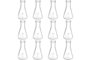 PATIKIL Erlenmeyer Flask, 12 Pcs 25ml Narrow Mouth Graduated Flasks Borosilicate Glass with Printed Graduation for Lab Experiment Chemistry Science Study