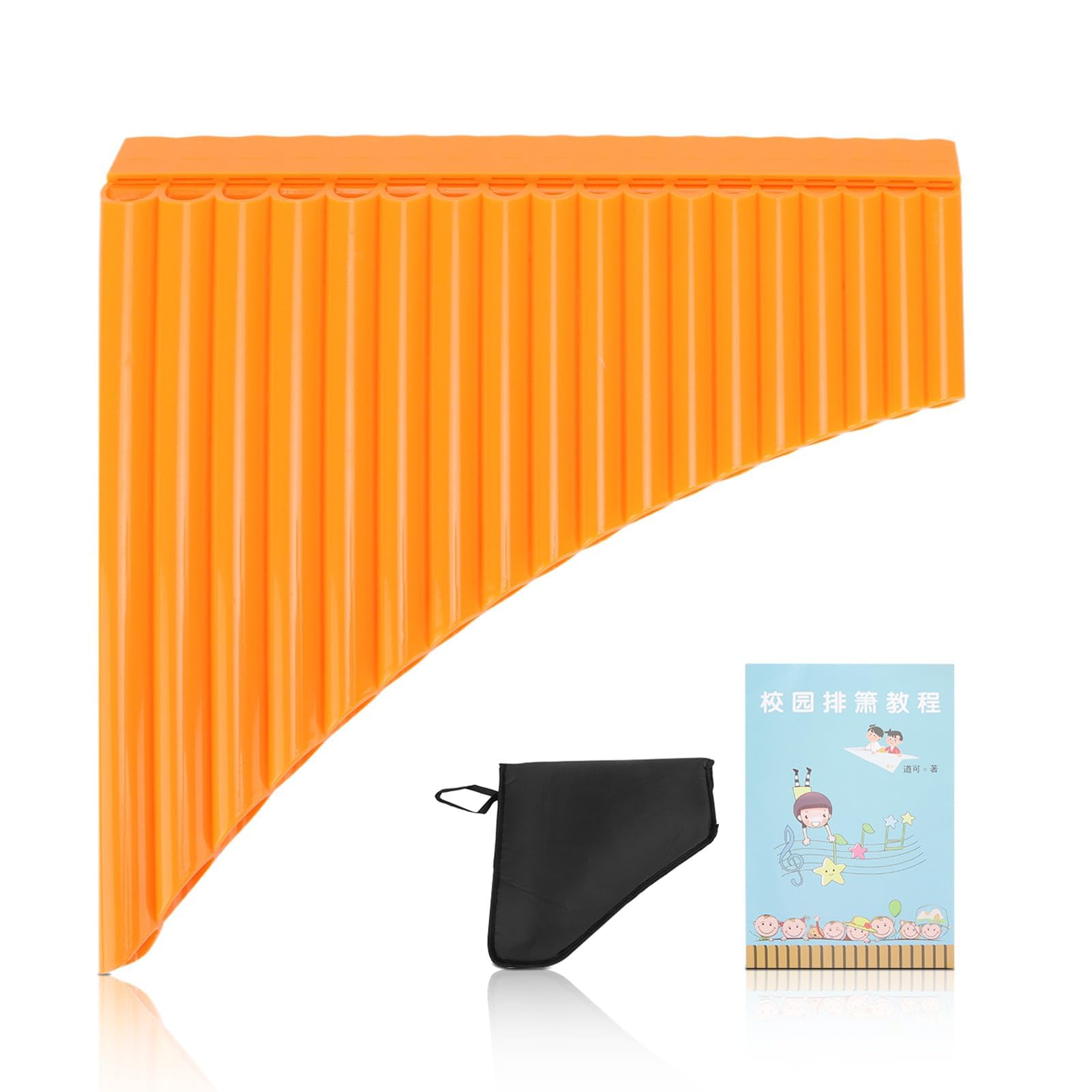 Plastic Pan Flute with Cardboard Carrying Bag, C Key Pan Pipes Easy Learn 18 Pipes Panpipes Chinese Traditional Musical Instruments for Adult Beginner Developing a Sense of Music (Orange)