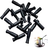 21Pcs Reusable Silicone Straw Tips, Stainless Straw Tips, Black Food Grade Straws Tips Covers Fit for 6mm Wide Stainless Steel Straws And Glass Straws