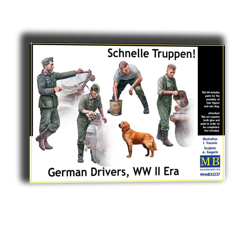 Master Box 35237 1/35 Model Kit ofSchnelle Truppen. German Drivers, WW II Era, Grey
