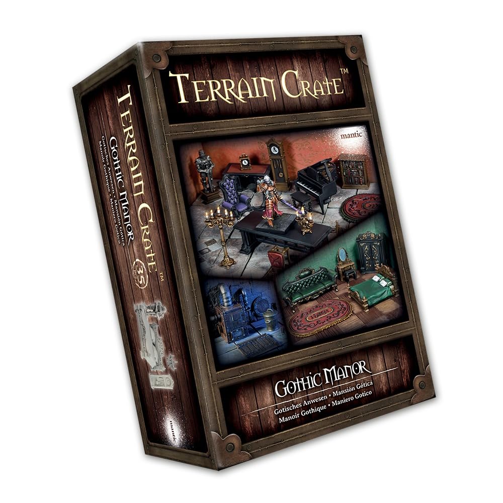 Mantic TerrainCrate: Gothic Manor - 36 Prebuilt Plastic Pieces - 28-30mm Scale - Ready to Play - Teen & Adult