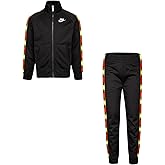 Nike Boy`s Full Zip Jacket And Pants Tracksuit 2 Piece Set (Black(86F278-023)/Yellow, 4 Years)