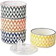 Miicol Ceramic Bowls with Lids Set of 4, Food Storage Containers 20 Oz, Porcelain Serving Bowls 5 Inch, Colorful Mixing Bowl, Kitchen Bowl for Meal Prep, Picnic, Lunch
