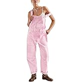 Kedera Women's Jean Overalls Loose Fit Adjustable Strap Striped Denim Jumpsuits Barrel Wide Leg Bib Overall Fall Fashion