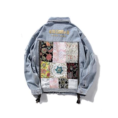 RLWQLFS Jeansjacke Vintage Frauen Denim Jacke Mode Stickerei Zip Lose Jean Mantel Weibliche Lässige Jaqueta Feminina Damen Re