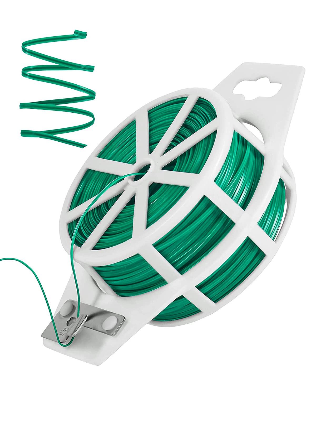 Reagia Garden Twine 328 (100m) Feet Garden Twist Ties with Cutter, Green Coated Garden Plant Ties with Cutter for Gardening and Office Organization, Home