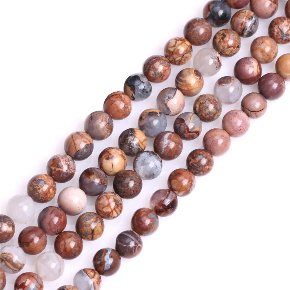 GEM-Inside Natural 8mm Red Venus Jasper Stone Round Gemstone Semi Precious Beads for Jewellery Making 15"