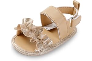 Csfry Infant Baby Girls Sandals with Princess Dress First Walker Shoes