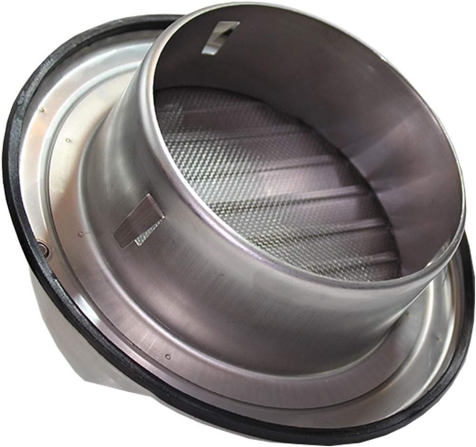 Kair Bull-Nose External Vent 125mm - 5 inch Rear Spigot Stainless Steel Grille with Louvres, Fly Screen and Drip Deflector - Image 4