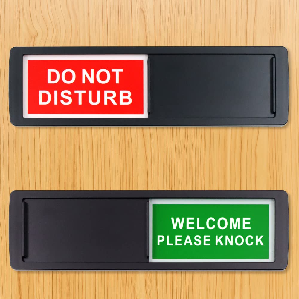 2 Pack 7 x 2 Inch Do Not Disturb Door Sign, Slider Indicator Sign for Office Home, Please Knock Slider Sign, Privacy Sign, Do Not Disturb and WelcomeSign 18x5cm