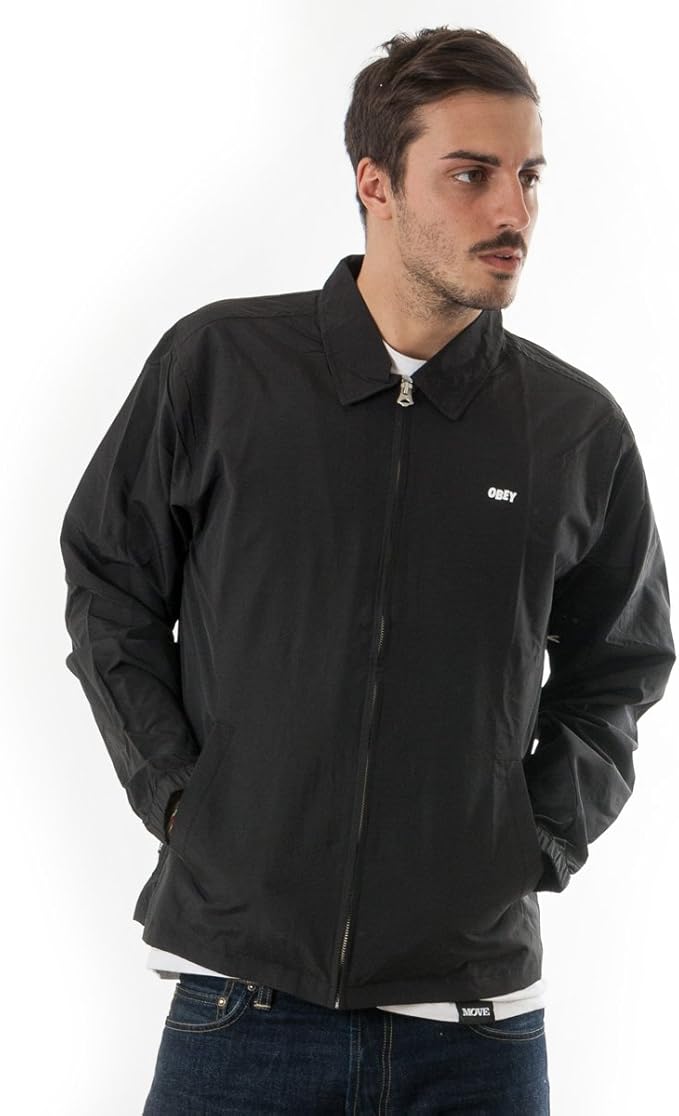 Obey Men's No Wave Gas Station Jacket, Black, Large Clothing